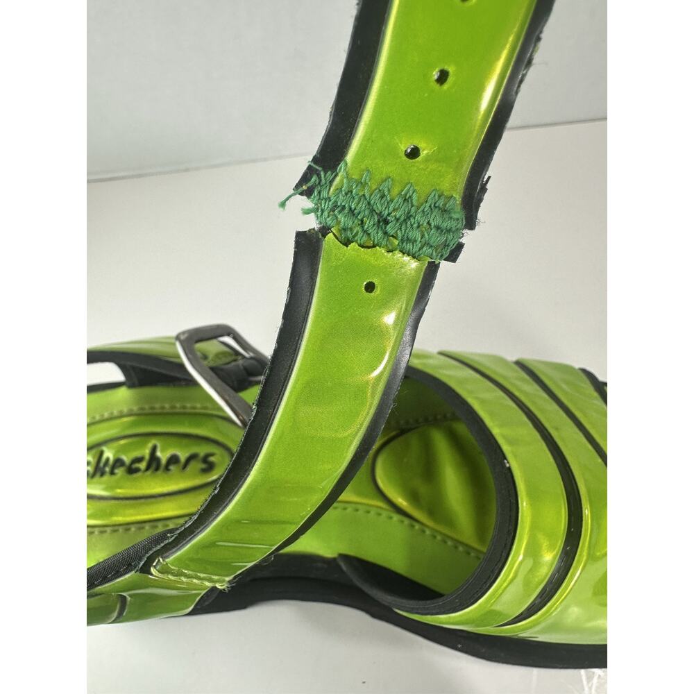 *Damaged* Rare Vtg 90s Skechers Platform Lime Green Chunky Sandals 10 Y2K Rave - Picture 11 of 16
